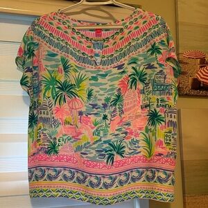 Lilly Pulitzer Colorful Tropical Print Women's Top